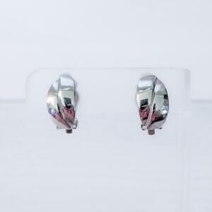 Vintage Clip On Earrings Silver Tone Stylish Hoop Like 7/8"